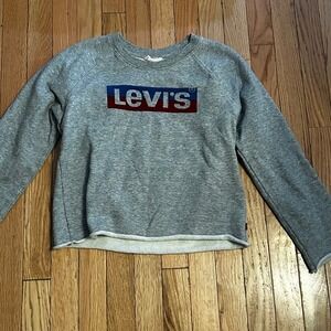 Levi's Womens‎ Cropped Gray Crew Neck Long Sleeve Sweatshirt Size Small